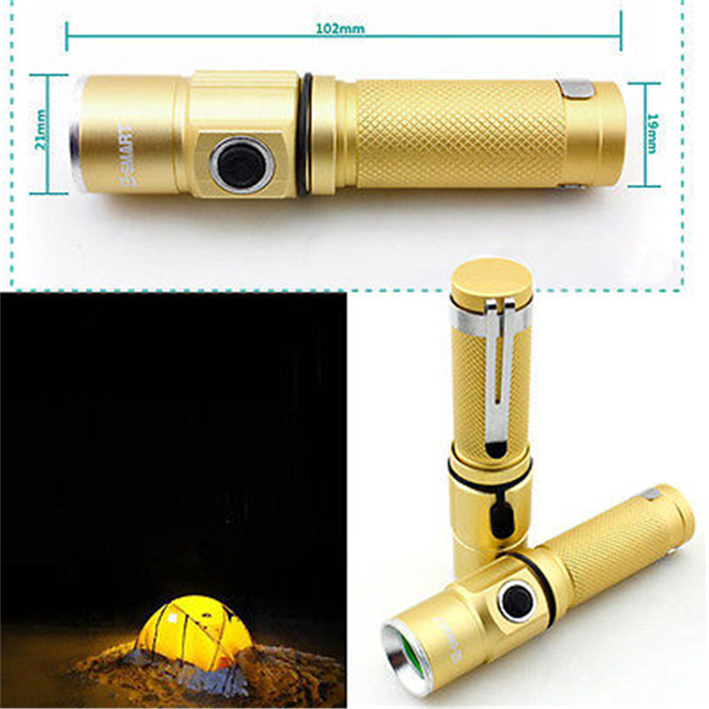 3-mode Black/Gold Mini 1000LM Waterproof CREE XPE Q5 LED Flashlight Torch Light Lamp 14500 BatteryFlashilight For Camp Bicycle
