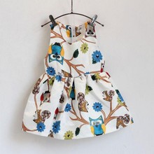 Chic Kids Baby Girls Dress Sleeveless Owl Print Tutu Dresses One Piece Party Clothes