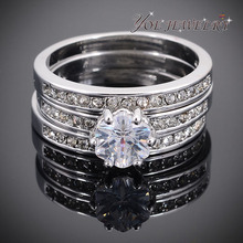Hot Selling  Christmas  Gift  Luxury CZ Zircon  Rhinestones Wedding Ring Set For Women Fashion Crystal Engagement Rings