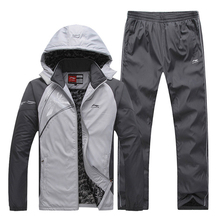 Fashion Fleece Lining Winter Jacket Men Hoodies Set Outdoor Sport Suit Men Brand Tracksuit Sweatshirts Men Size 3XL 4XL SP001