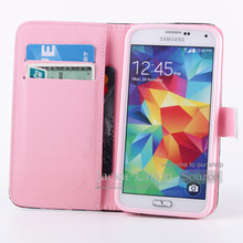 Cute Leather Case For Samsung S5 Case Wallet Book Flip Stand Style Soft TPU Cover for