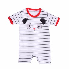 2016 Newborn Baby Summer Cotton Boy Girl Totoro Striped Rompers One piece Rompers Jumpsuits Infant Clothing