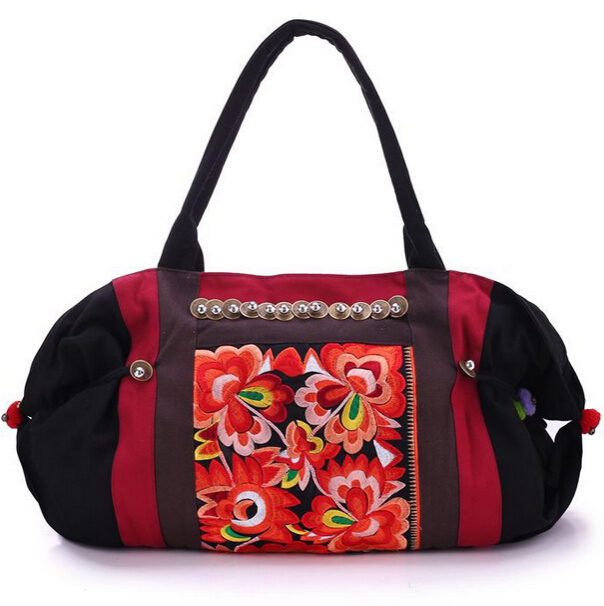Spain Famous Brand Women Linen Embroidery Handbag Female Girl Large Floral Hand Bag Sac Femme Bolsos Mujer gw0651