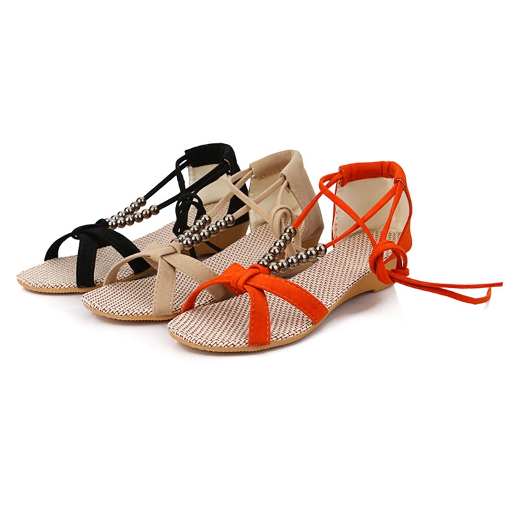 Summer Fashion Slippers Women Sandals Flops Flat Shoes Open Toe Women Beaded Wedges Sandals