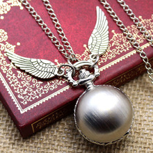 Fashion Harry Potter Pocket Watch Necklace Quidditch Quartz Digital Pendant Watch Chain Steampunk Wings Clock
