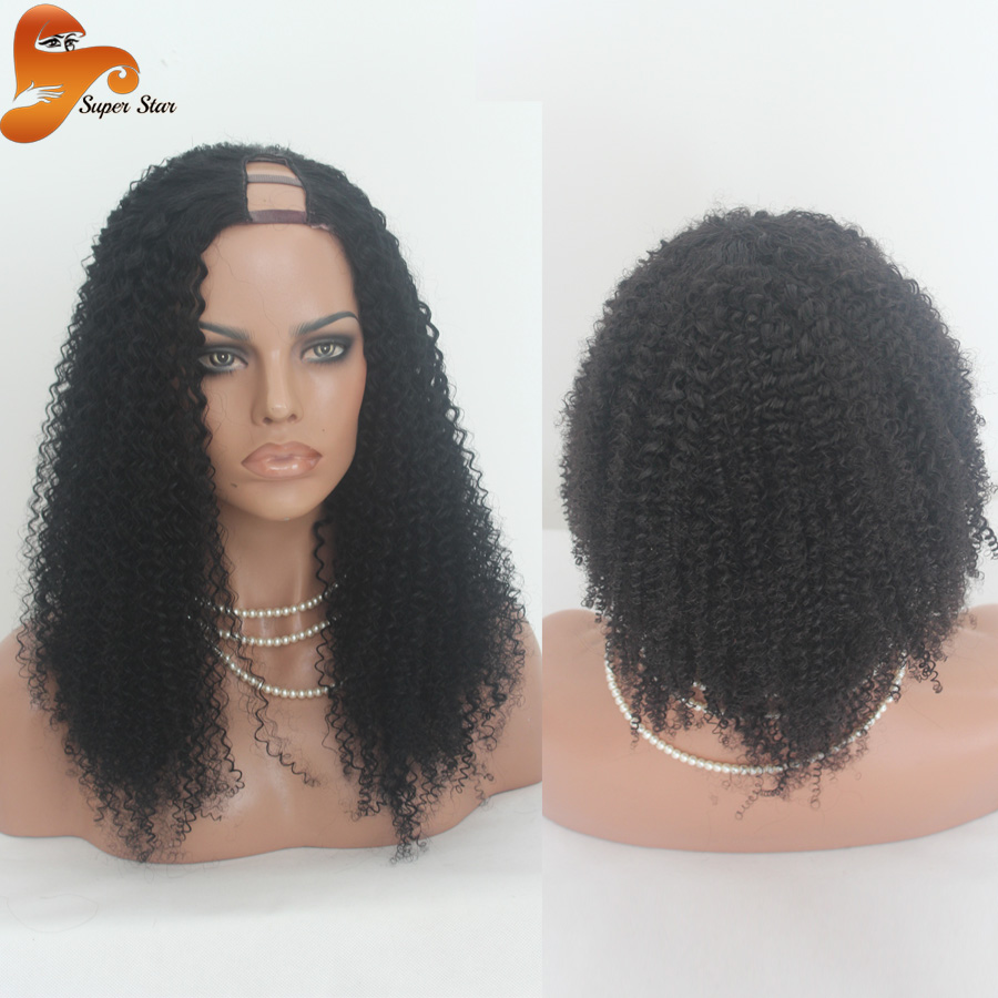 Brazilian Kinky Curly U Part Wigs Virgin Hair Unprocessed U Part Human Hair Wigs For Black Women Afro Curly Upart Wig For Sale