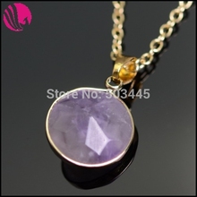 Women Boho Sapphire Crystal Amethyst Druzy Quartz Colares 18K Gold Plated Natural Stone Pendant Necklaces Jewelry