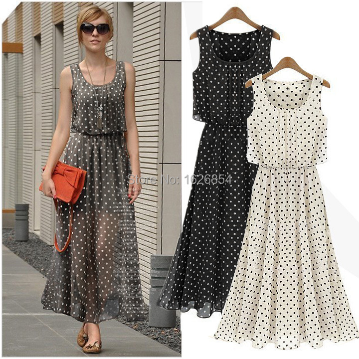 Casual Elegant Polka Dot Dress Women Sleeveless Party Vintage Prom