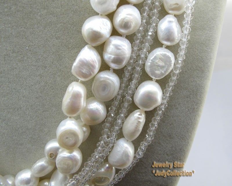 Wedding-Jewelry-Natural-White-Freshwater-Pearl-Crystal-6stands-Necklace(2)