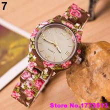 Mujeres de números romanos impreso Floral pulsera de cuarzo analógico Dress WatchPopular producto 4KP4