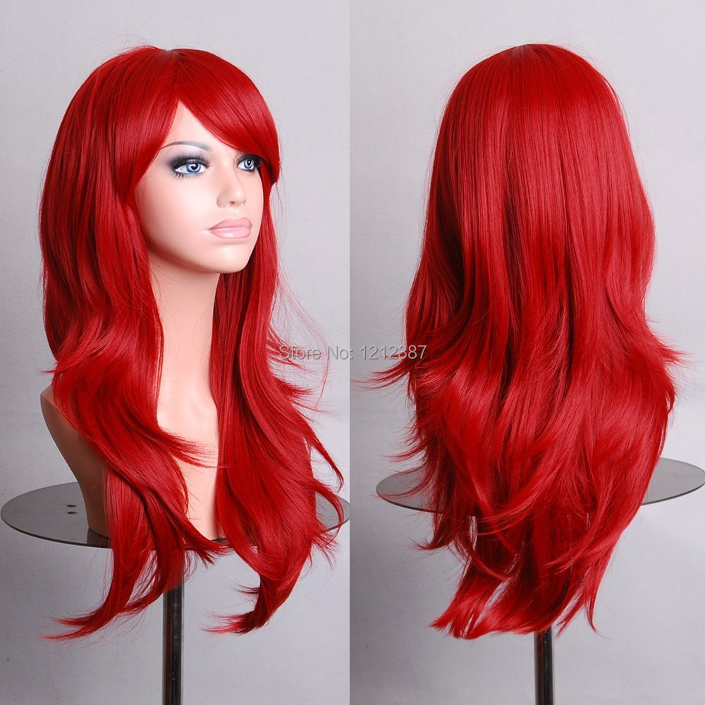 Anime Wigs Long Red High Temperature Hair Silk Wig Cosplay 70CM HB88