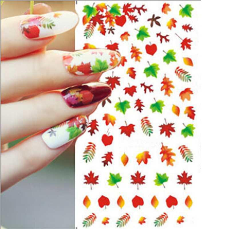 1 Sheet Beautiful Leaf Designs Water Transfer Nail Art Stickers Decoration Gift