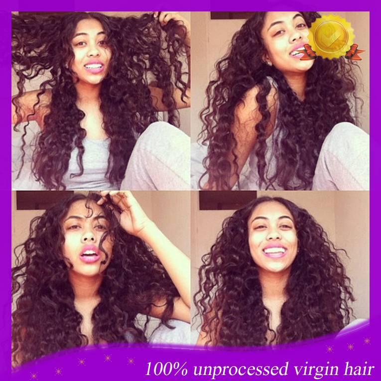 Unprocessed Indian Remy Human Hair Wigs Curly Glueless Full Lace Wigs / Lace Front Wigs With Baby Hair Bleached Knots Free Part