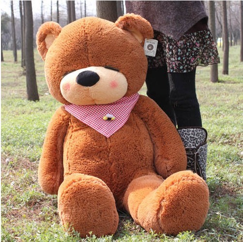 Фотография lovely huge bear toy plushed toy cute sleeping stuffed bear toy teddy bear birthday gift dark brown 100cm
