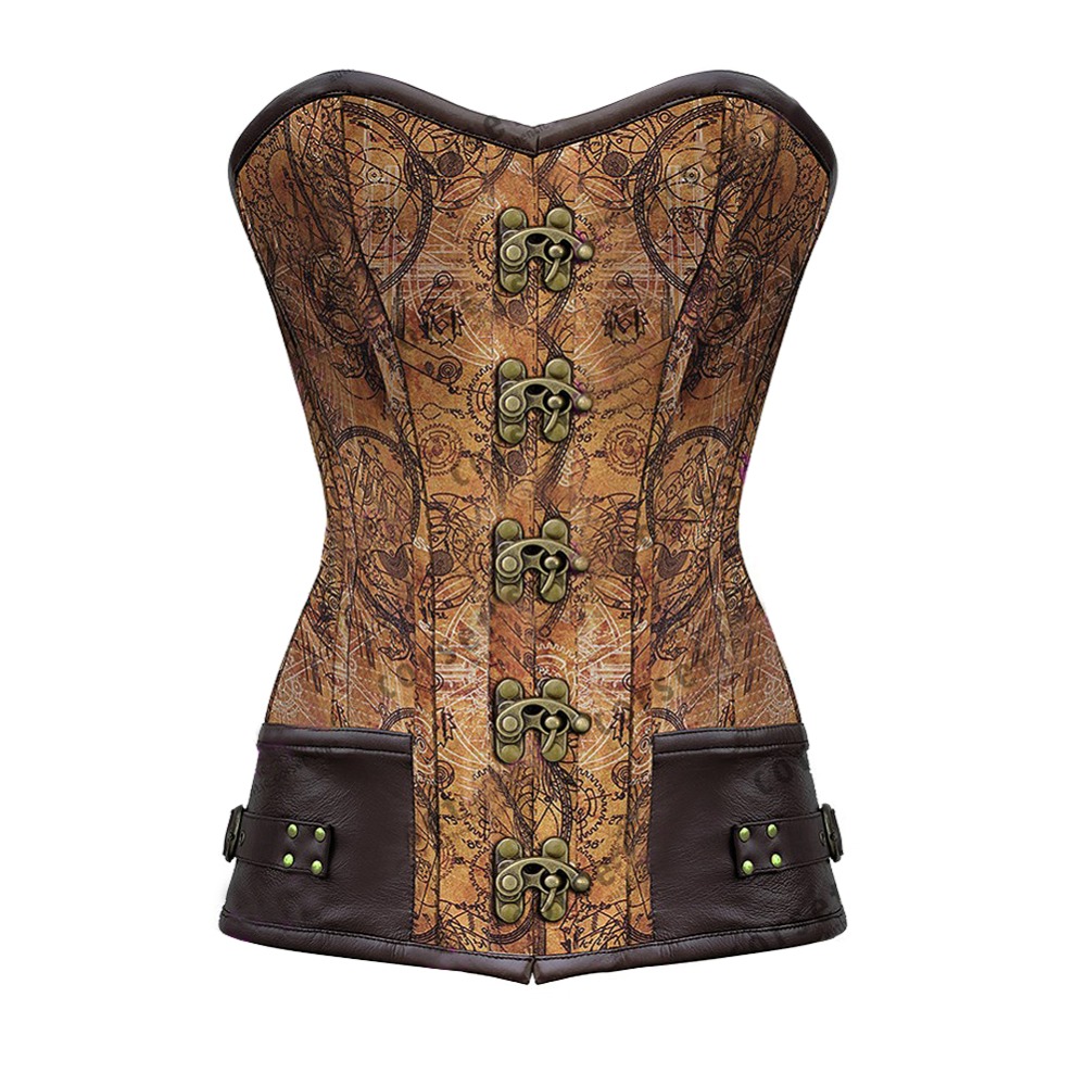 Brown Overbust Corsets Plus Size Women Steampunk Corset Sexy Corsets 