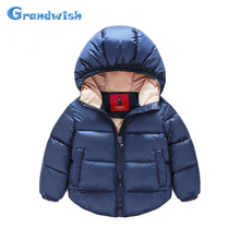 Grandwish New Winter Girls Solid Cotton Jackets Boys Parkas Hooded Warm Coat Kids Outerwear Kids Clothing 18M-6T, SC318