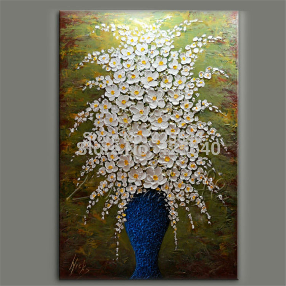 Aliexpress.com : Buy Hand Painted Palette Knife White Flowers Oil