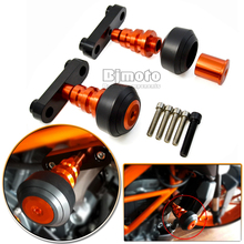 FS-KT003-OR New Motorcycle Aluminum Orange Motorbike Left and Right Frame Slider Anti Crash Protector For KTM DUKE 125/200/390