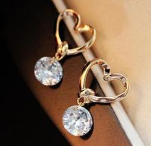 Fashion Earrings Jewelry Lovely Women Lady Heart Zirbon Crystal Ear StudGift For Girls Women