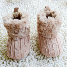 New First Walker Baby Kid Knitted Fur Snow Boots 5 Color Toddlers Soft Sole Short Boots