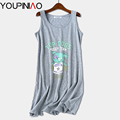 Summer Cartoon Cute Womens Cottton Nightgown Nightwear Sleeveless Lingerie PJS Girl s Sleepwear Plus Size