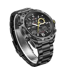WEIDE WH 3403 Men s Casual Stainless Steel Analog Digital Water Resistant Wristwatch Black Yellow