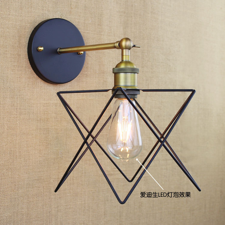 American Country Industrial Retro Personality Creative Iron Wall Lamp Vintage Bar Balcony Decoration Wall Light Free Shipping