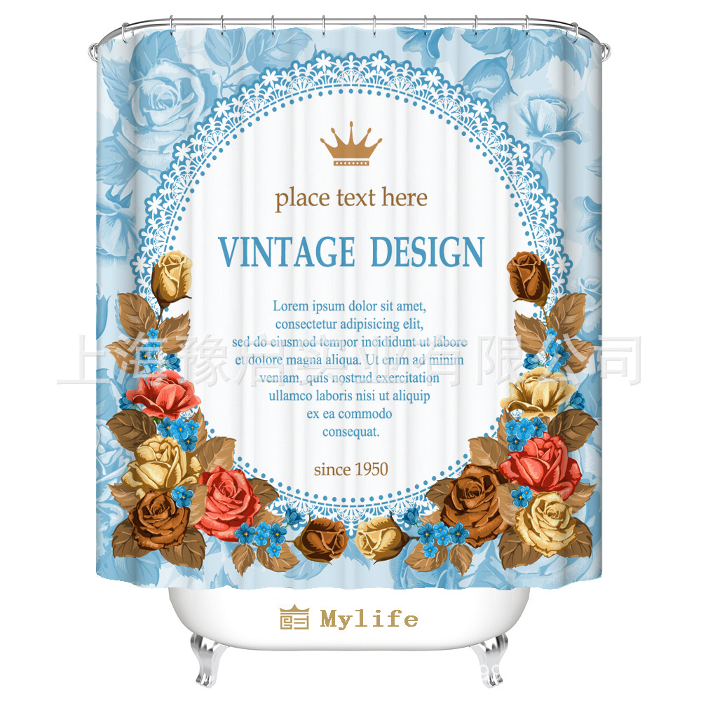 180x180 cm polyester wasserdicht duschvorhang europäische rose blume verdicken bad vorhang hochwertigen cortina de bano