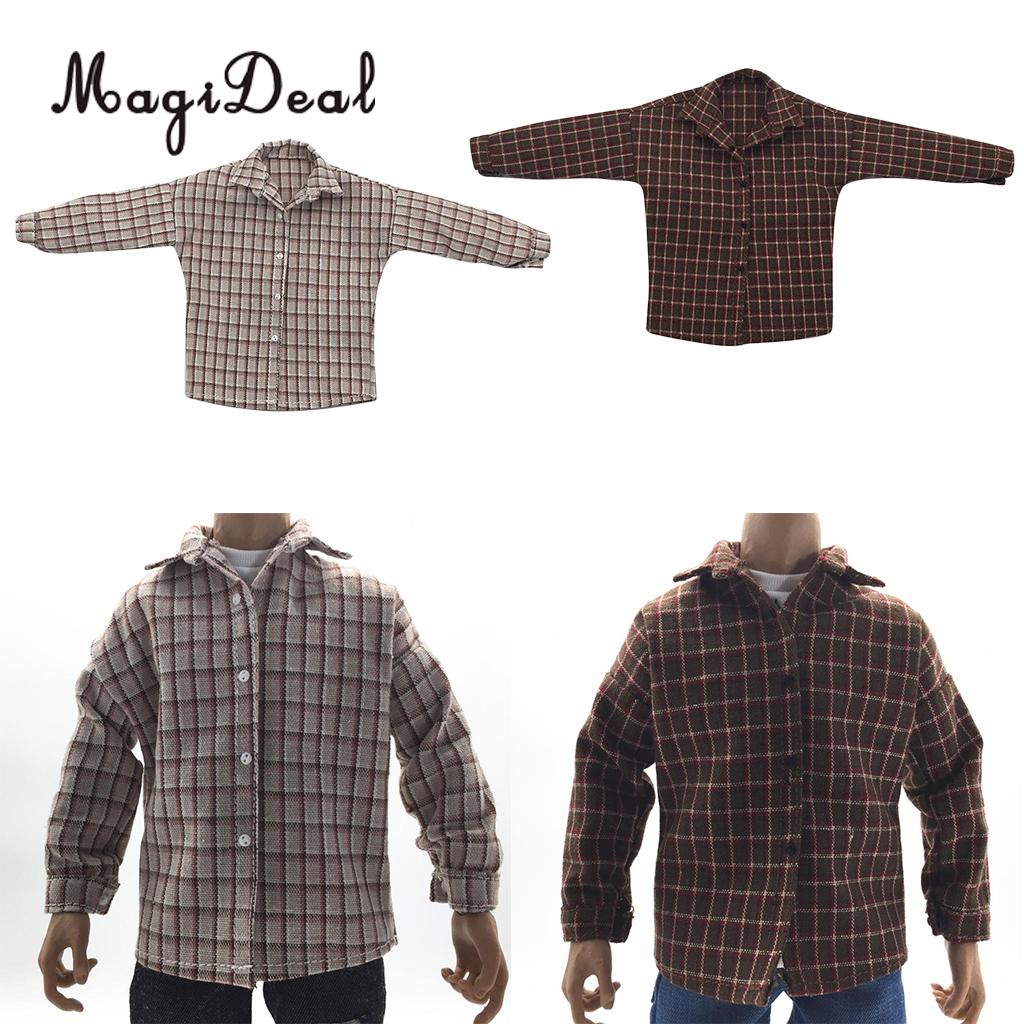 1/12 Scale Fashion Plaid Shirt Clothes Model Fit 6'' Male Action Figure Body Toy 