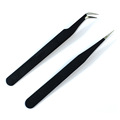 2pcs Anti static Stainless Steel Eyebrow Tweezers Curved Straight Nail Art Tweezers Anti magnetic Phone Repair