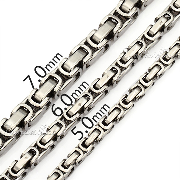 Customize ANY Length 5 6 7mm Wide Byzantine Box Mens Chain Boys Stainless Steel Chain Necklace