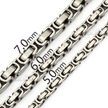 Free Shipping Amazing Mens Byzantine Box 316L Stainless Steel Necklace Chain KNW39 (Width 5/6/7mm Length 18-36inch )