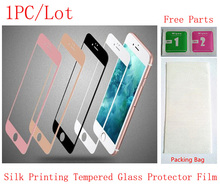 (06G47118)(1PC/Lot by AM)Color Silk Printing Front Tempered Glass Protector Protective Film for iPhone 6&6S(4.7) Screen