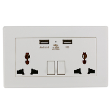 Universal Wall Socket Dual 2 USB Plug Switch Power Supply Plate