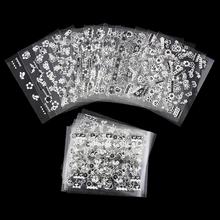 24 Designs Lot Beauty White Black Color Nail Stickers 3D Nail Art Decotations Glitter Manicure Diy