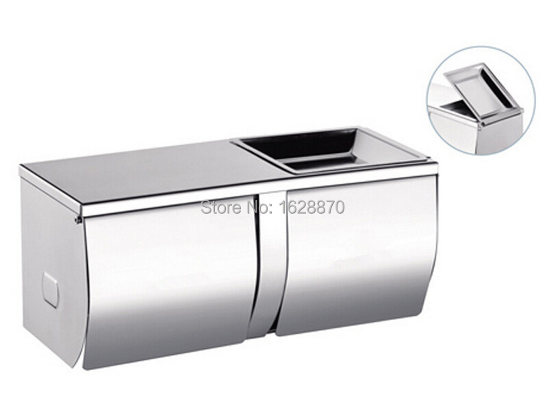 2015 stainless steel wall mounted double toilet Paper Roll paper holder box Toilet box Toilet Tissue box Toilet paper holder