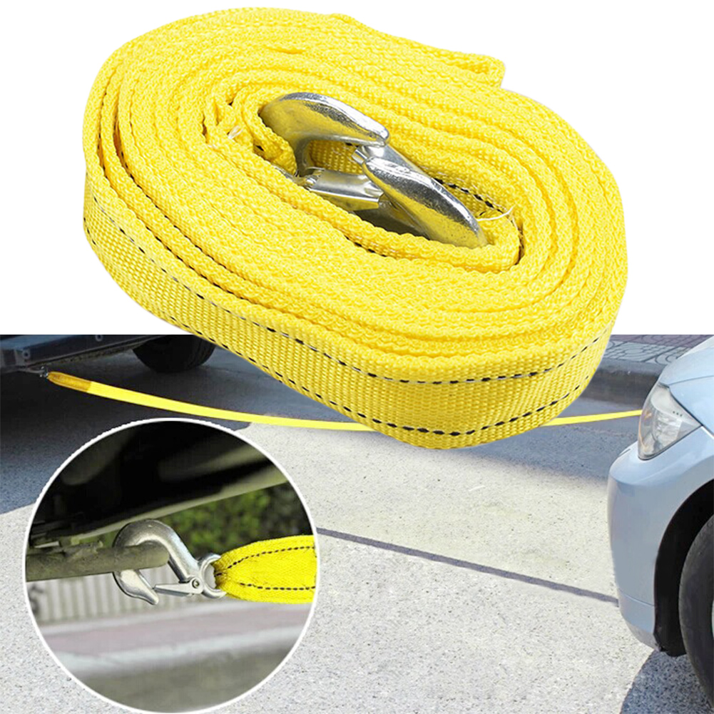 4M Towing Cable Thickened Hooked Car Dual Layer Traction Rope Emergency