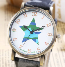 2015 HOT Selling NEW Fashion Women s Ladies Quartz Watch Five Star Shape PU Strap Round