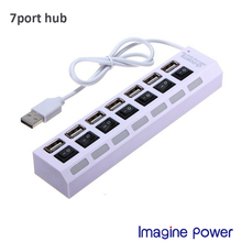 2015 Hot New High Speed 7 Port USB 2.0 Hub 55cm Cable USB Port Adapter For Laptop And Smartphone