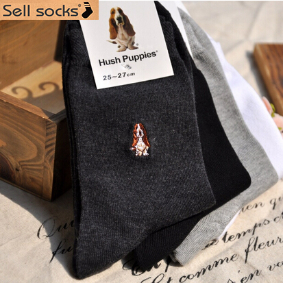 1 pair men socks hush puppy male cotton 100 business casual sock knee high autumn 5