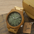 BOBO BIRD 2016 New Arrival Men s Bamboo Wood Wristwatch Ghost Eyes Genuine Leather Strap Glow