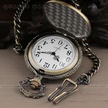 PQ060 High Quality Vintage Carriage Bronze Analog Quartz Casual Men s Pocket Watches Chain
