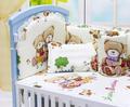7Pcs Sets Cotton Baby Bedding Sets Cartoon Bear Pattern Baby Bed Bumper Quilt Pillow Case Crib
