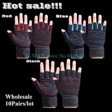 10pairs/lot Gym Fitness Body Building Sports WeightLifting Gloves Exercise Cycling For Men Women without logo Wholesale