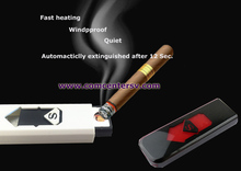 Gift Black Portable Electronic USB Rechargeable Lighter for Cigarette Cigerate Colour Black SGP-P