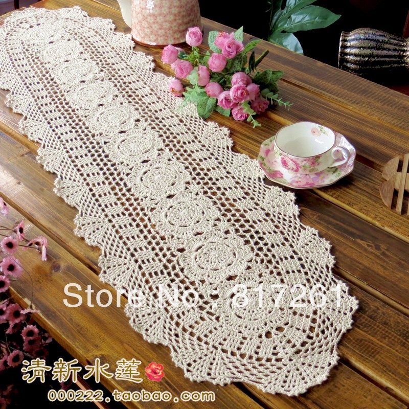 2015 New Free Shipping Oval Lace Flowers Table Runner For Dinnng