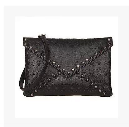 2015 new fashion rivets skull envelope handbag hand diagonal shoulder bag phone package factory outlets