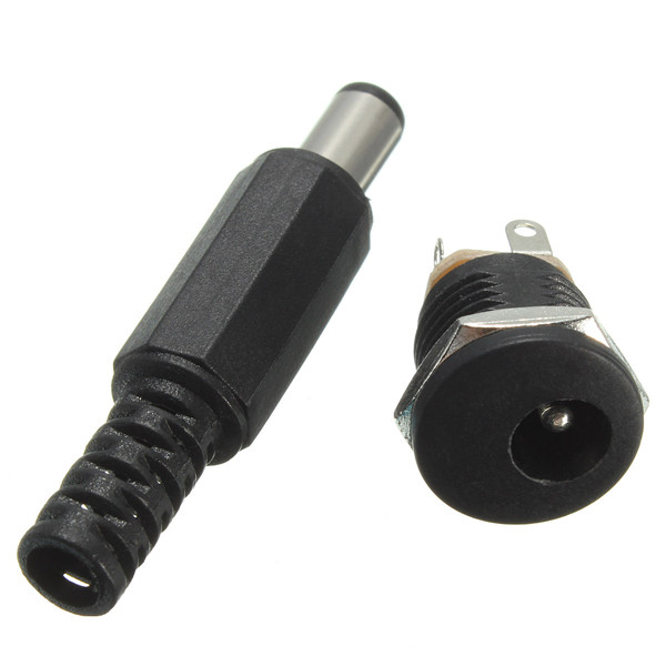 Brand new 2.1mm x 5.5mm Power Male Plug + Female Socket Panel Mount Jack FOR DC Connector Adapter Black 12V 3A