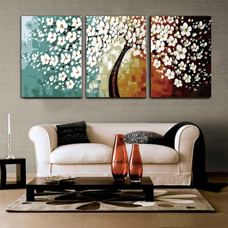 coloring by numbers flower pictures triptych paintings for living room wall 40X50X3 set home decor diy oil canvas painting R3025