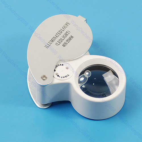 Free Shipping Mini 40x Magnifying Glass LED Illuminate Jeweller Loupe